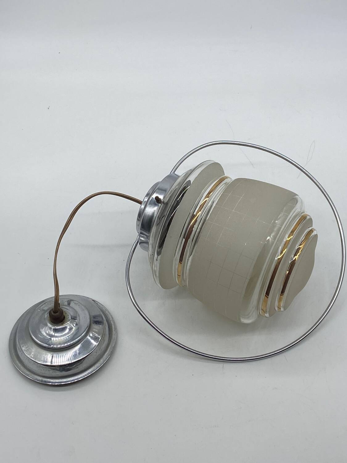 Art Deco chandelier / light fixture / pendant light, vintage, chrome