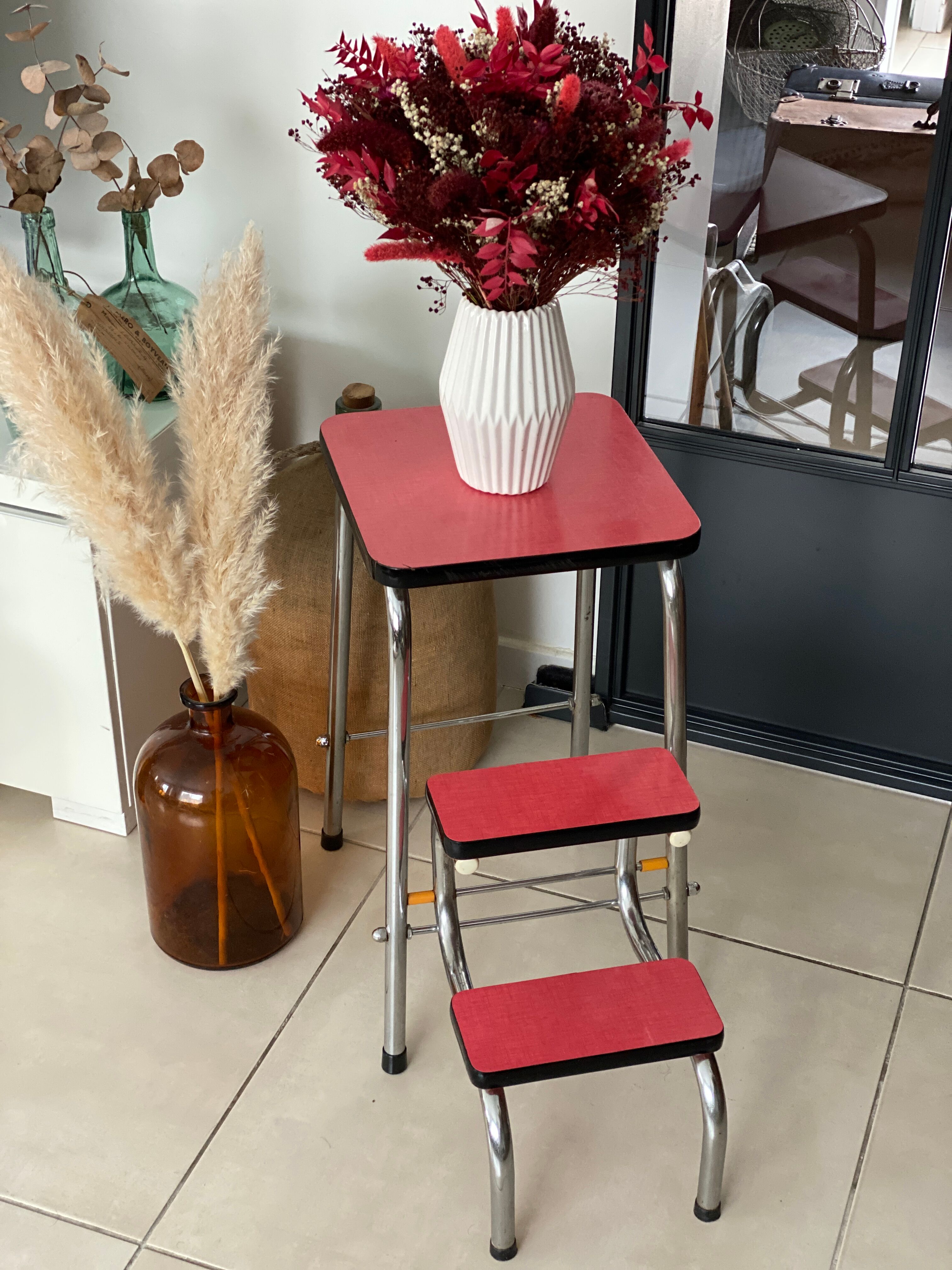 Stool stepladder formica vintage
