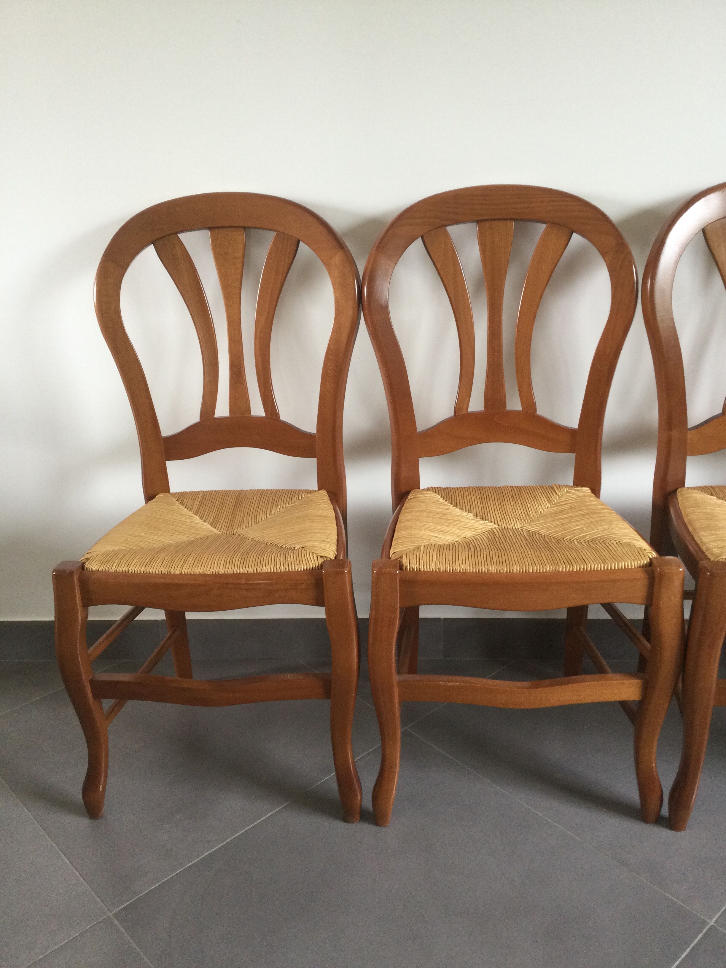 Series of 4 cherry wood chairs