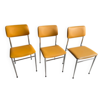 Vintage LM chairs in orange/mustard/chrome skai