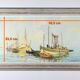 Oil Painting on Hardboard “Trawler and Tuna Boats”, signed G.Lhermitte – Mid 20th century