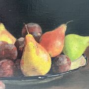 Oil on canvas of a still life with pears 1911, antique framed painting