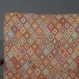 Series of 4 chairs bridge 1940 fabrics with small squares and beech