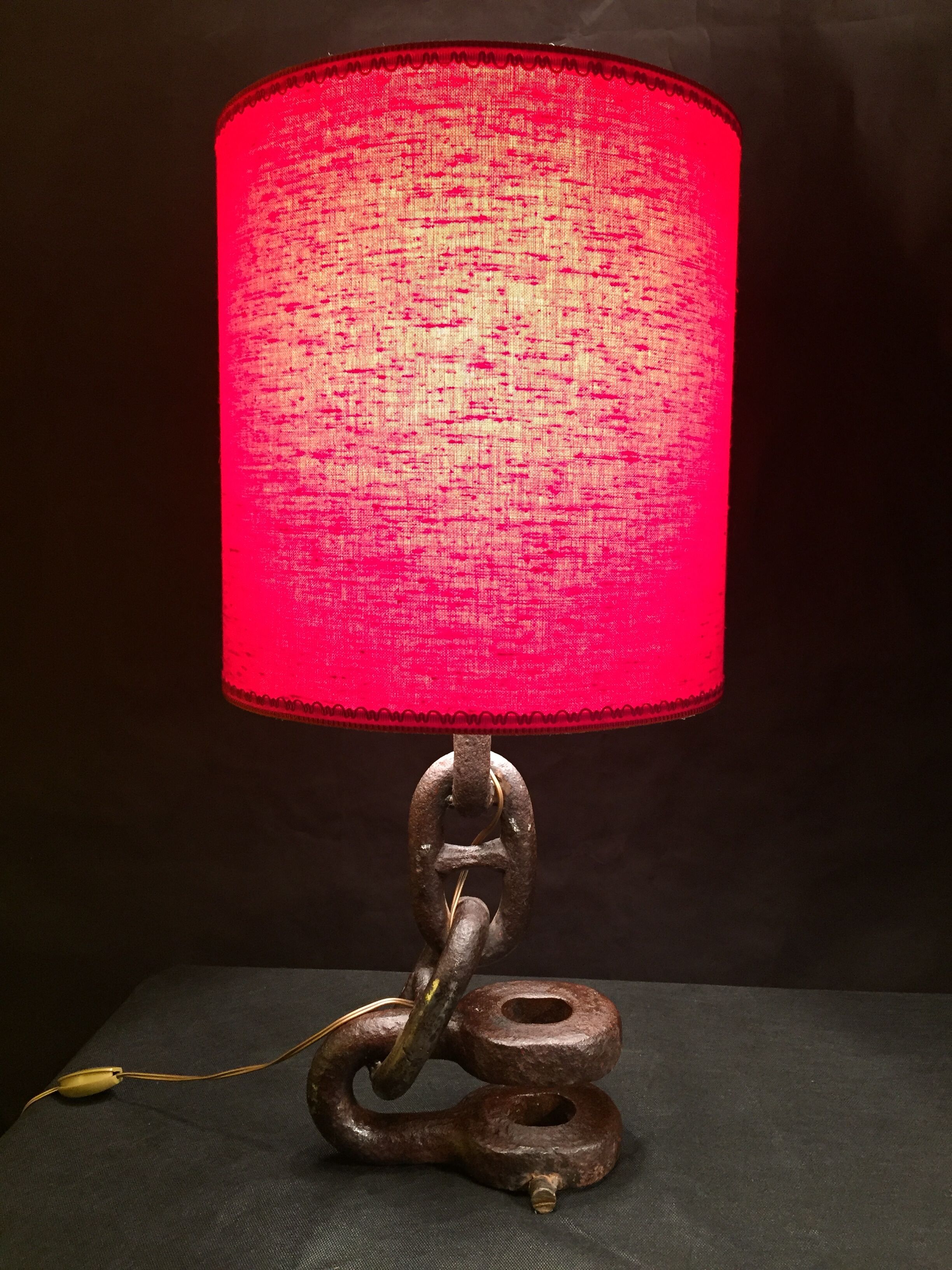 Vintage 1960s navy liner chain lamp red light