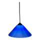 Conical pendant light in blue opaline glass