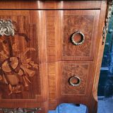Chest of drawers transition Louis XVl marquetry marble top