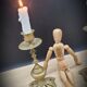 Duo worked brass candle holders