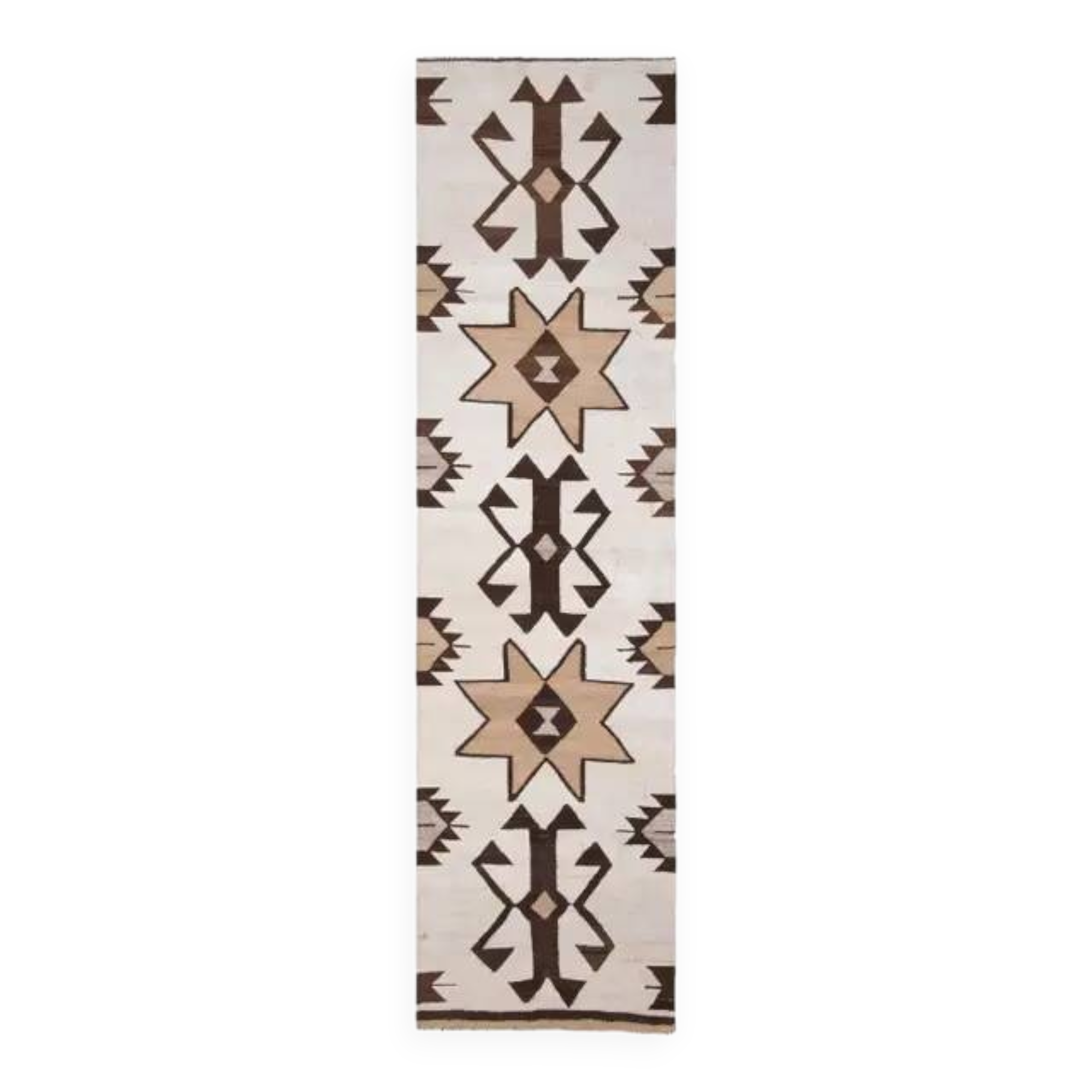 1970s Turkish Oushak Handmade Wool Cotton Beige Runner Rug 95x327