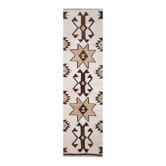 Tapis couloir en laine et coton fait main Oushak turc des années 1970, beige, 95x327.