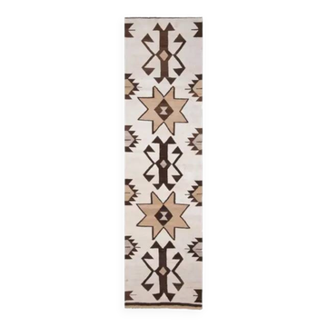 1970s Turkish Oushak Handmade Wool Cotton Beige Runner Rug 95x327