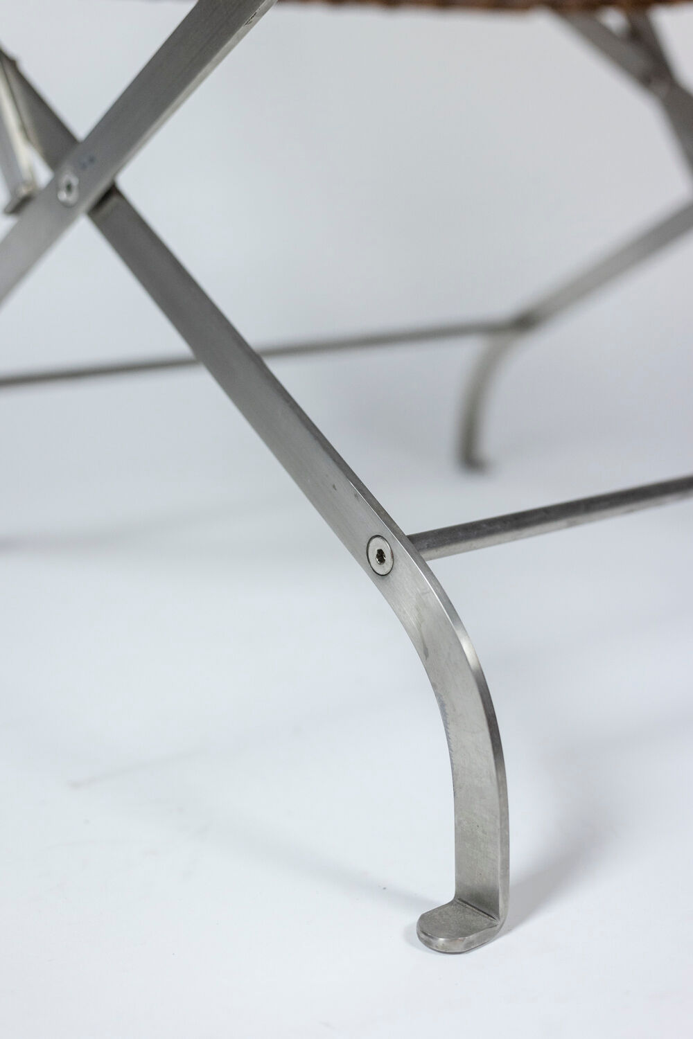 Pair of metal and leather armchairs, 1980s