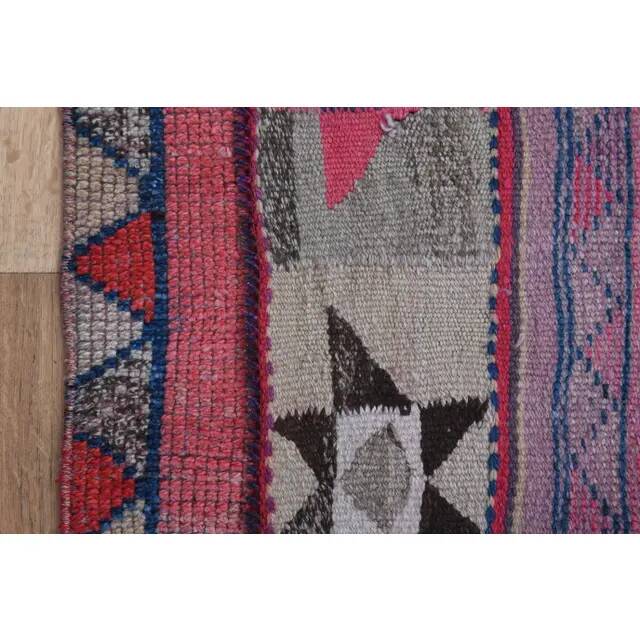 Pink Vintage Turkish Oushak Handmade Wool Tribal Runner Rug 85x378