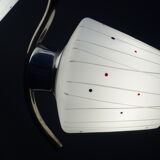 Chrome pendant lamp with 3 white shades 1960s