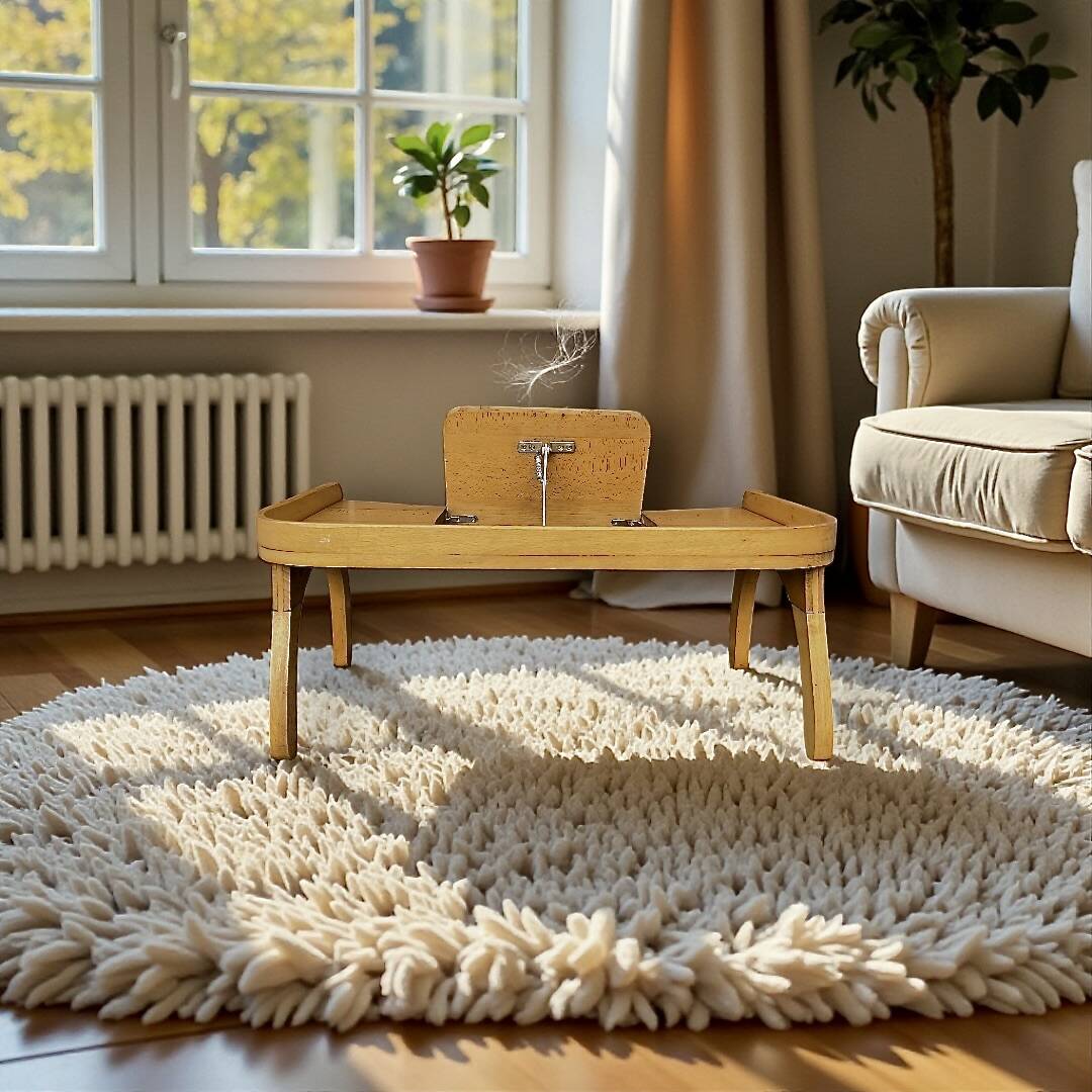 Old bed platform with a varnished wooden reading shelf, Torck