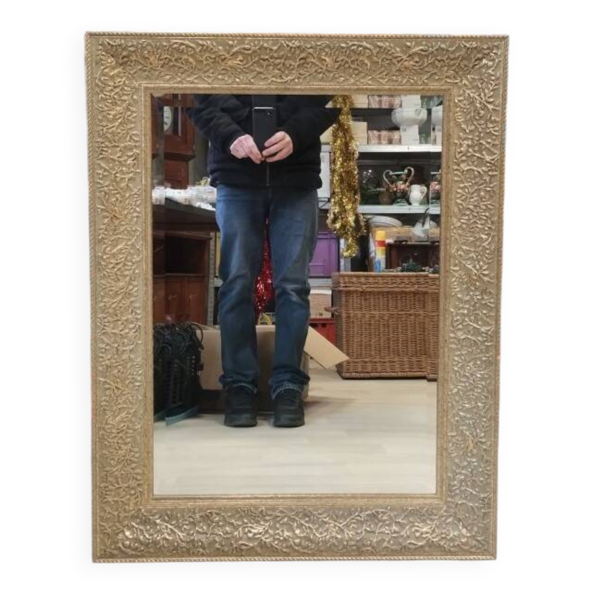 Rectangular mirror with its decorated frame