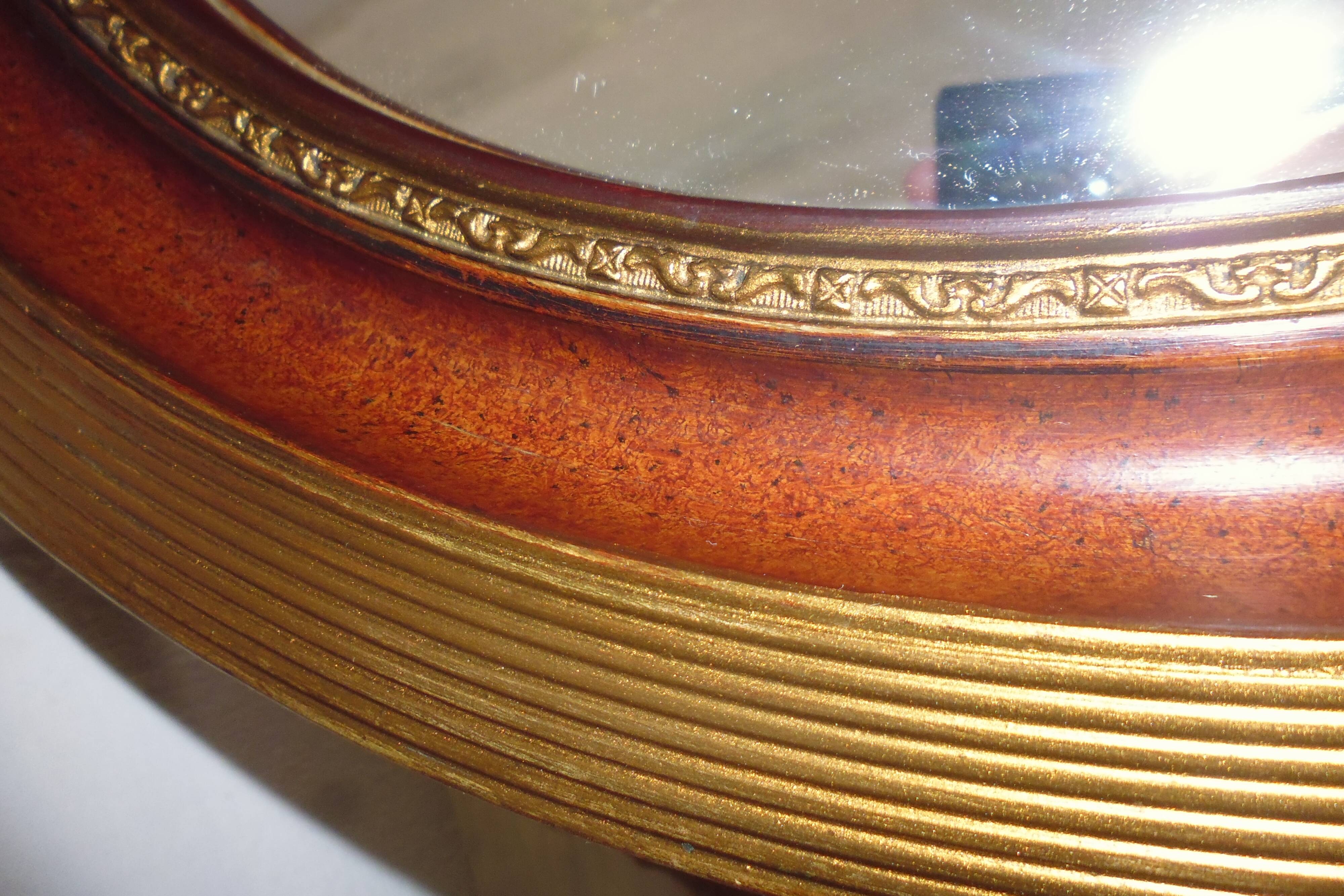 Golden art deco oval mirror 50.5x40.5 cm