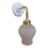 Vintage tulip angled wall light in white granite glass