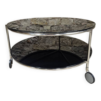Strind vintage coffee table in black opal glass by Ehlen Johansson for Ikea