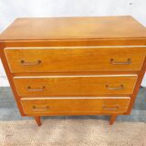 Vintage wooden chest of drawers, white braid