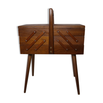 Sewing box in oak and mahogany 1950
