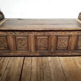 Church bench wooden chest 18th