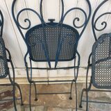 5 foldable garden chairs in wrought iron Epoch 1900