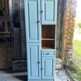 Antique Blue Wooden Column Cabinet