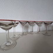 Bistro glass, thick bottom with red rim, 1950s