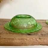 Green glass butter dish