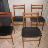4 Scandinavian chairs teak and skai 1960