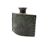 Dark green brutalist ceramic vase, Italy 1980s