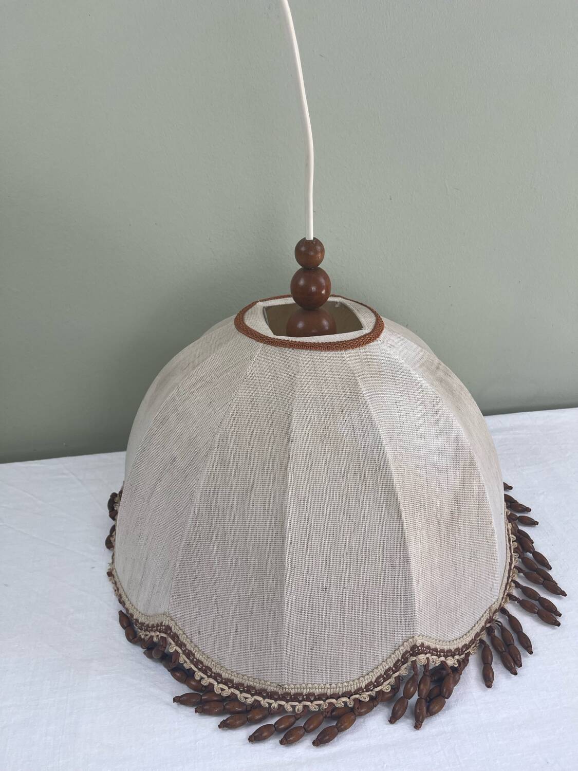 Suspension vintage perles en bois