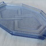 Art deco blue pressed glass tray