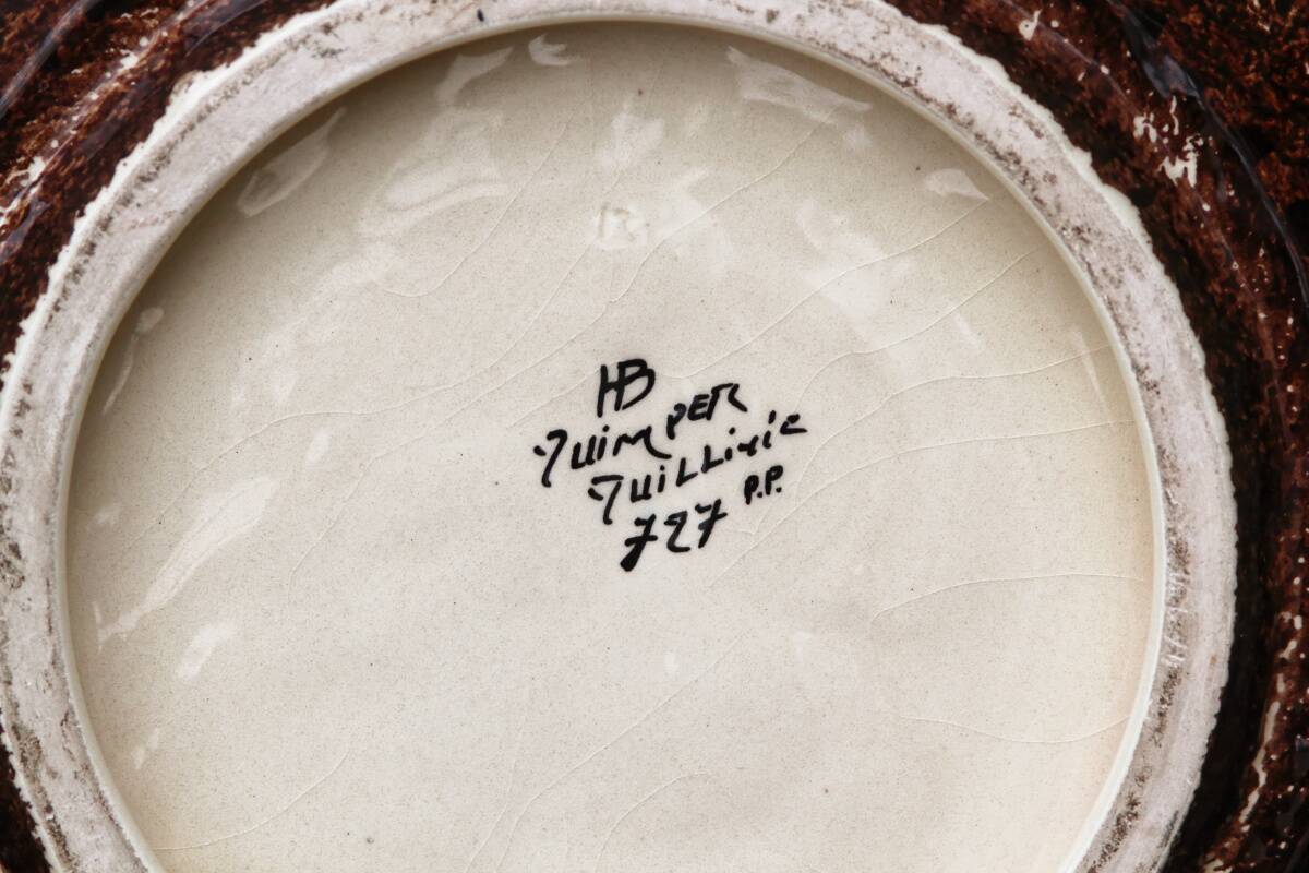 Quimper earthenware dish, HB, signed René Quillivic