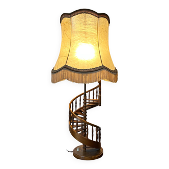 Lampe escalier bois vintage
