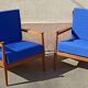 Pair of scandinavian armchairs in solid teak 50s