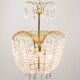 Lustre vintage italien en cristal et métal doré, années 1980