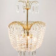 Vintage Italian Crystal and Gilt Metal Chandelier, 1980s