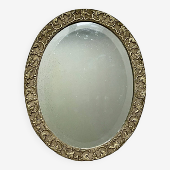 19th century beveled oval mirror