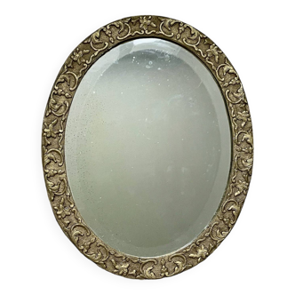 19th century beveled oval mirror