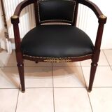 fauteuil de bureau style Louis XVI, acajou ,fin XIXè restauré à neuf