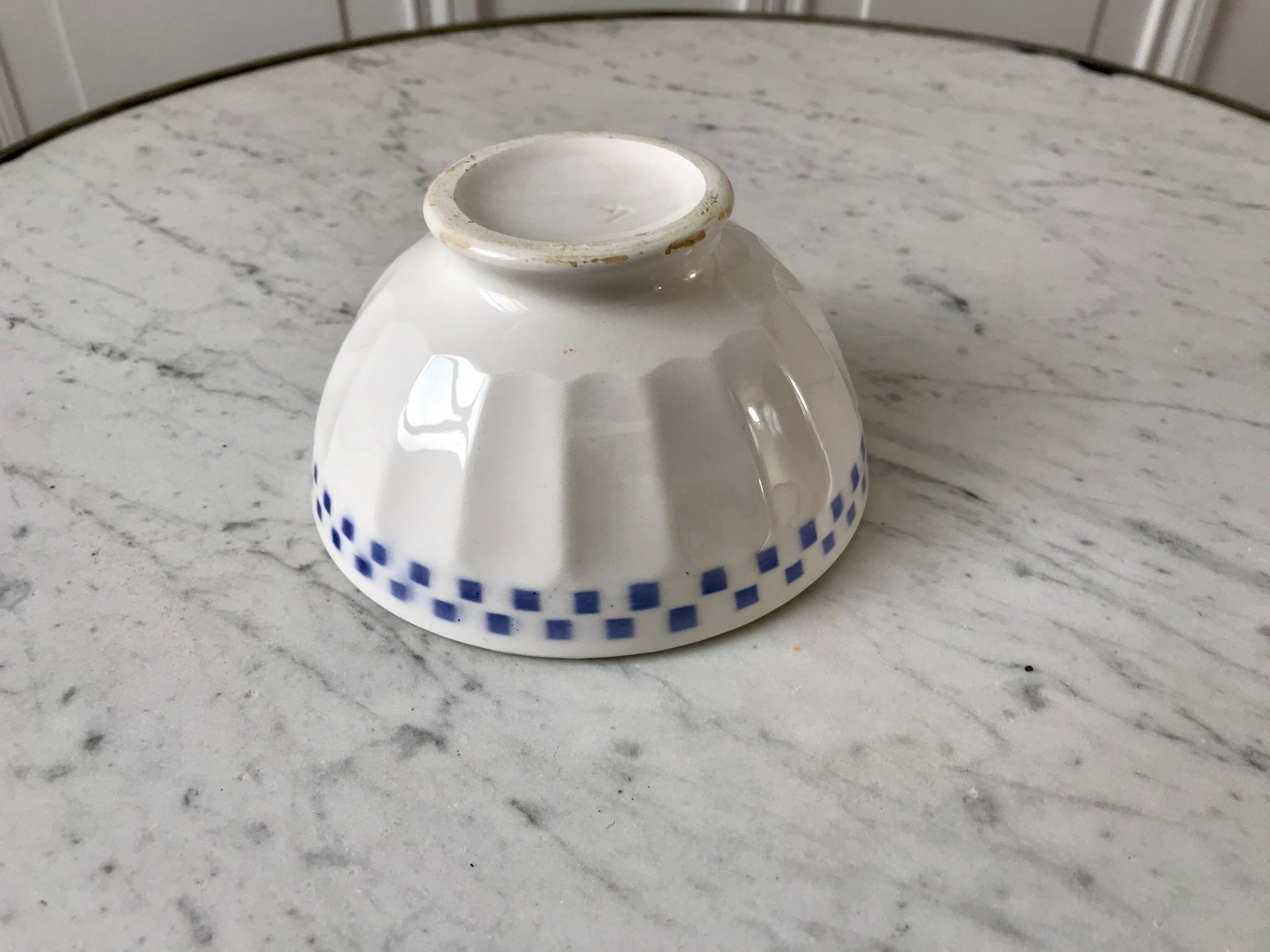 Old bowl with small sky blue tiles 30s-40s