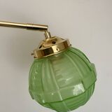 Vintage art deco globe wall light in green glass