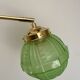 Vintage art deco globe wall light in green glass