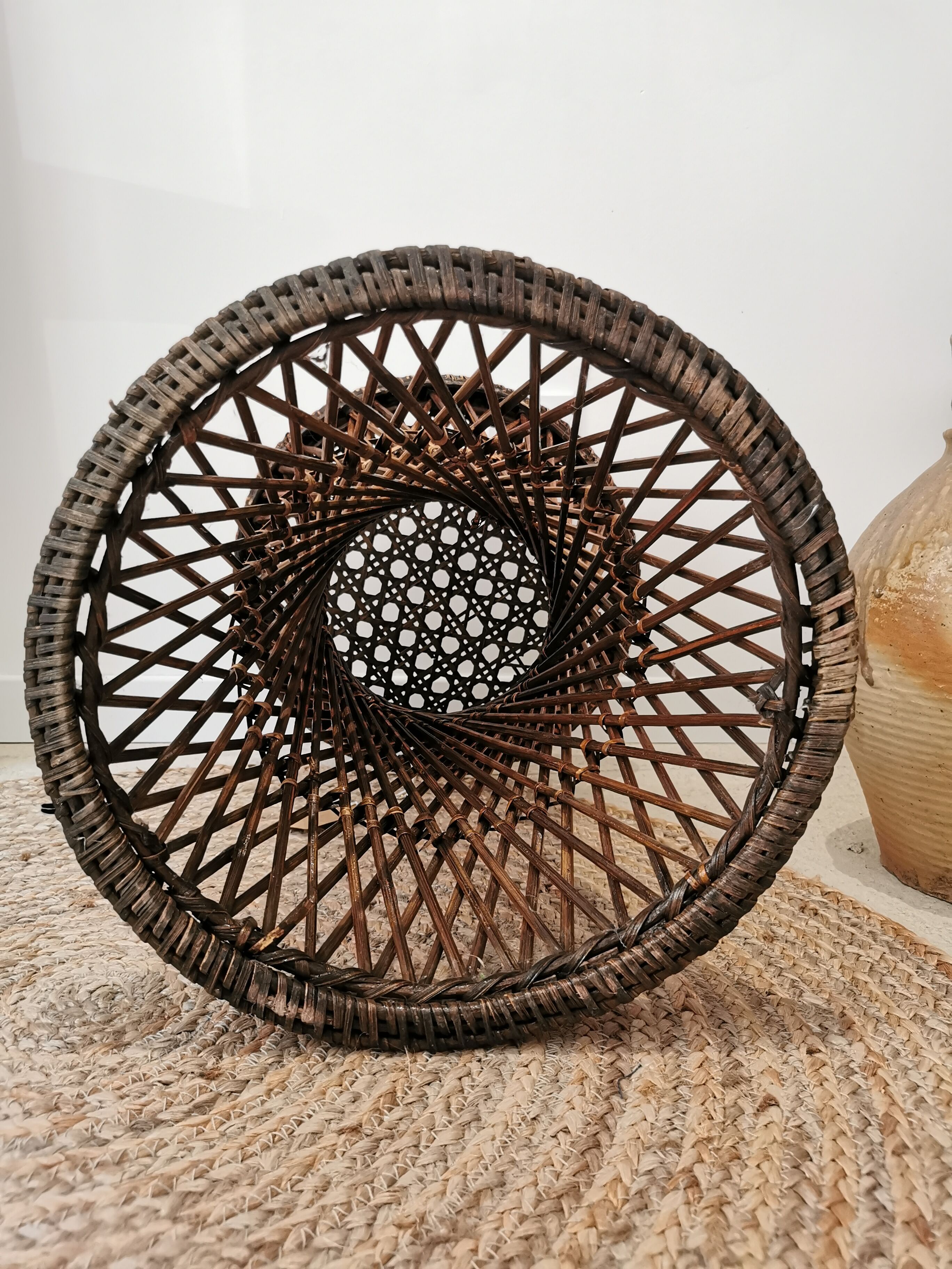 Diabolo tamtam stool in vintage buri rattan