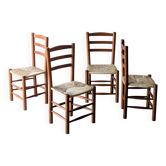 4 vintage brutalist wooden chairs by C. Perriand, 1960s 1970s
