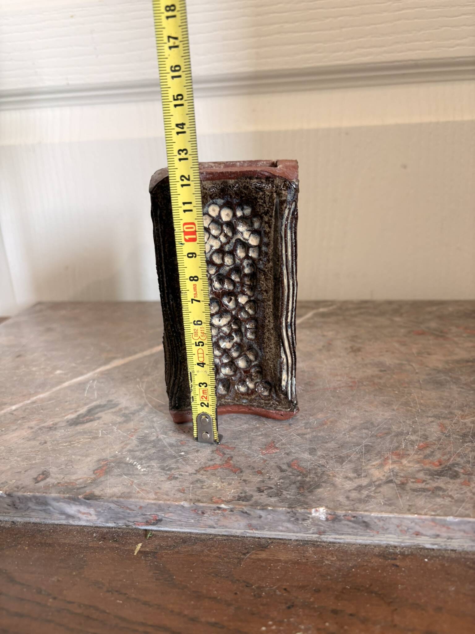 Ancient Ceramic Vase Terracotta Glazed Handmade Signed F aupon