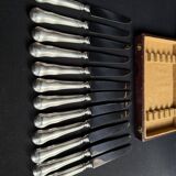 Box of 12 dessert knives – Silver-plated metal and stainless steel