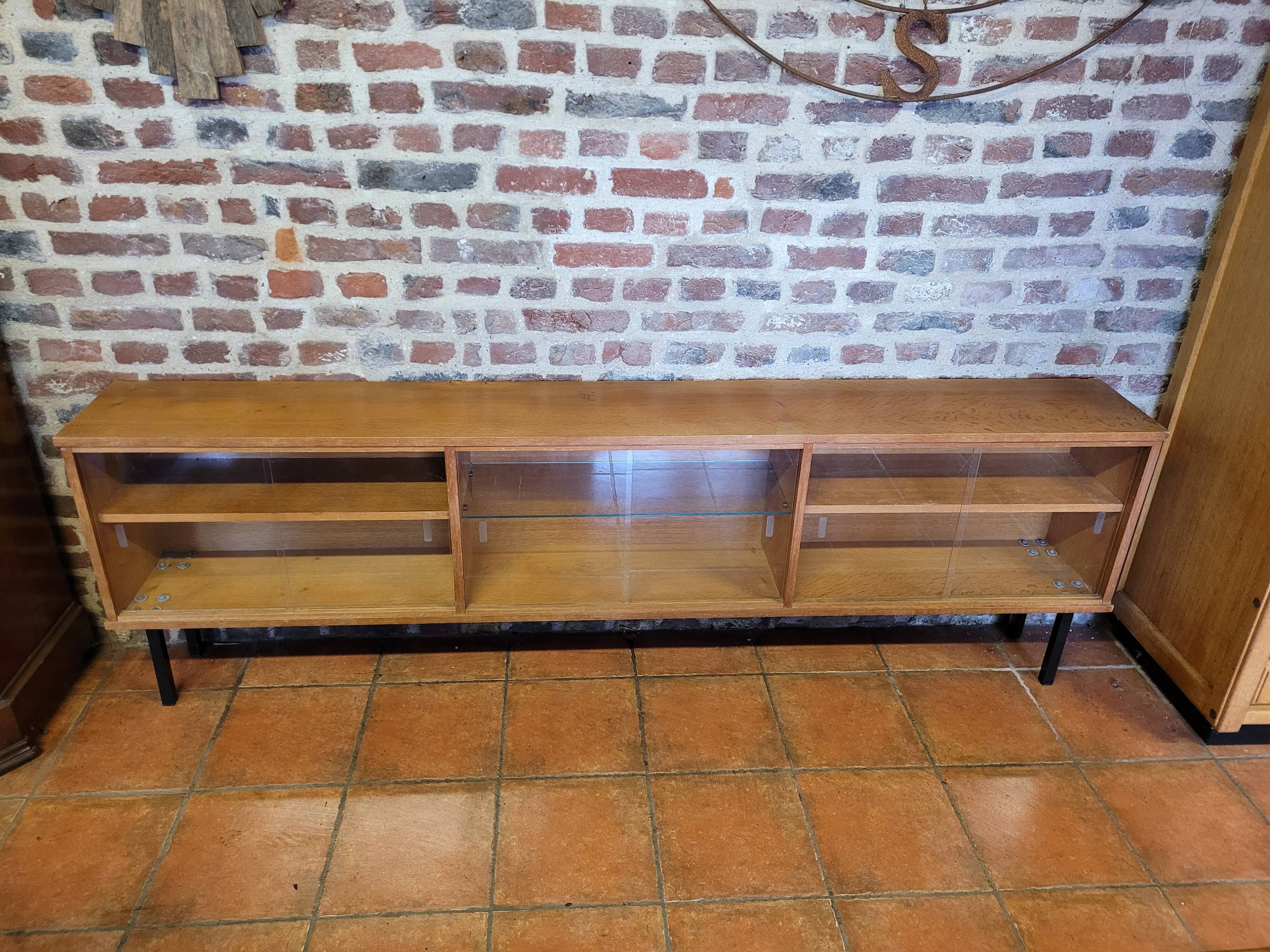 Enfilade vitrés vintage des années 60 en chêne