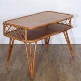 Vintage rattan and wood desk 1960